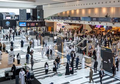 Abu Dhabi, United Arab Emirates, February 21, 2021.  Idex 2021.  Social distancing is a must on day 1 of IDEX.
Victor Besa / The National
Section:  NA/Stock Images