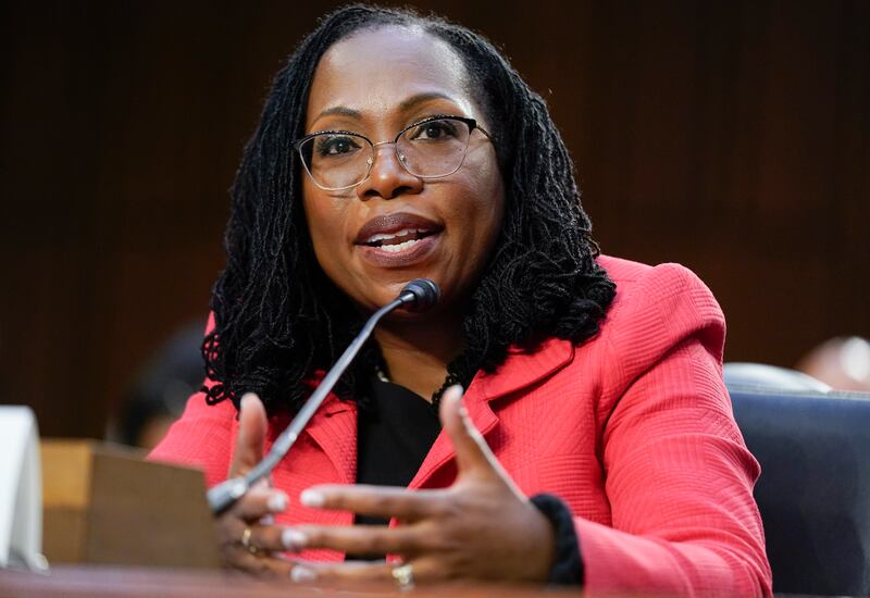 Supreme Court nominee Ketanji Brown Jackson speaks during her Senate Judiciary Committee confirmation hearing on Capitol Hill. AP