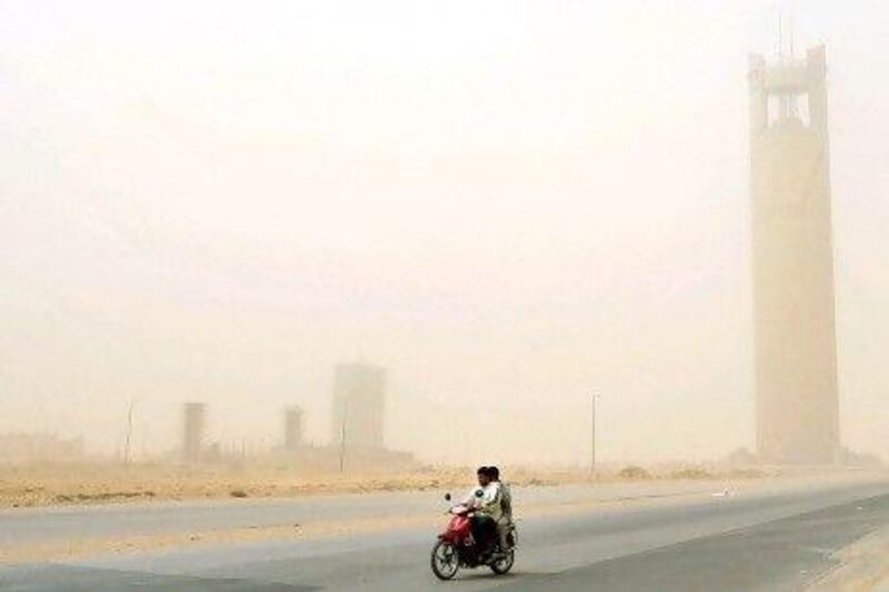 A sandstorm in Riyadh on Sunday severely reduced visibility for drivers and pedestrians alike.