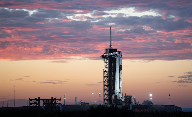 Sunset on the launch pad as preparations continue for the Crew-3 mission. EPA