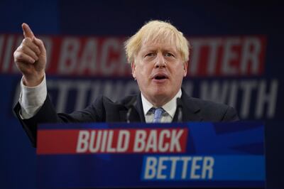 'Building back better' was the theme of Johnson's address to the recent Conservative Party Conference. AP