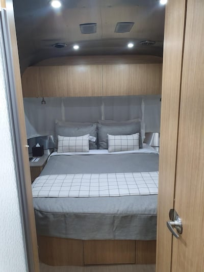 Inside one of the RV's bedrooms.