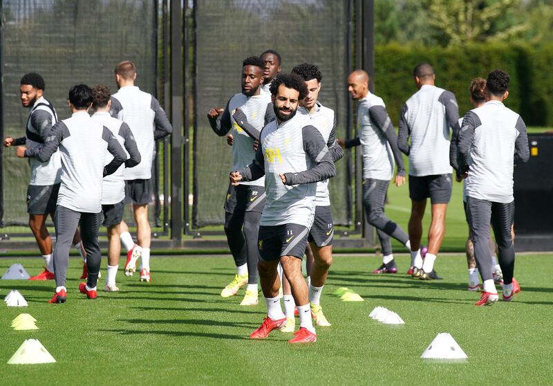 Liverpool attacker Mohamed Salah, centre. PA