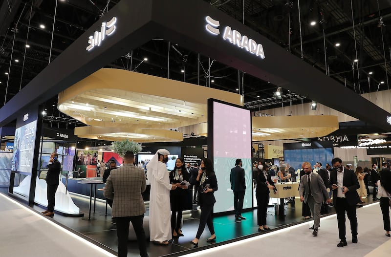 Visitors at the Arada stand on the first day of Cityscape Global.
