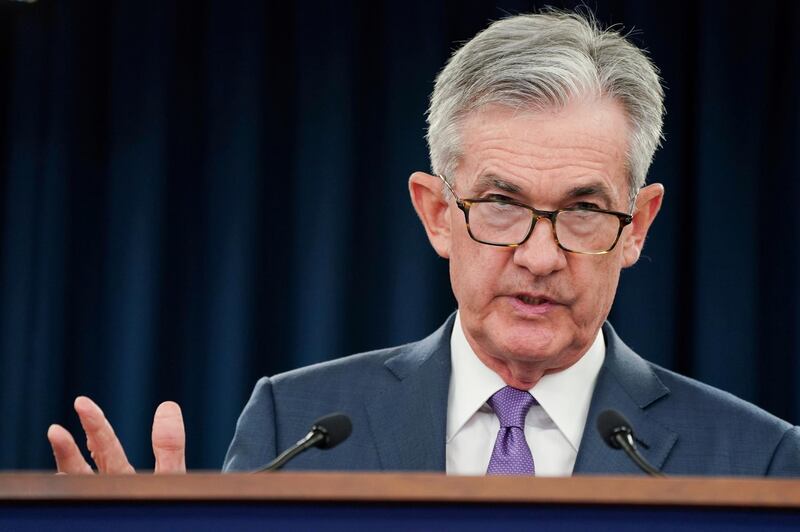 FILE PHOTO: Federal Reserve Chair Jerome Powell holds a news conference following the Federal Reserve's two-day Federal Open Market Committee Meeting in Washington, U.S., July 31, 2019. REUTERS/Sarah Silbiger/File Photo