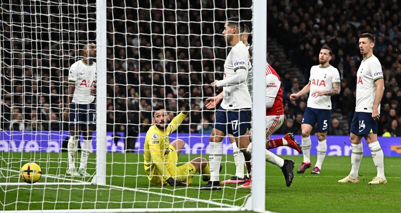 TOTTENHAM RATINGS: Hugo Lloris – 4. Was at fault for Arsenal’s opener when Saka’s shot somehow squirmed past the Spurs captain at his near post from the tightest of angles. 
Reuters