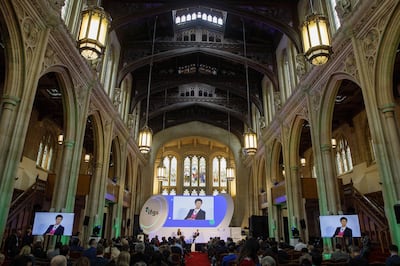 Julia Hoggett, chief executive of the London Stock Exchange, speaks at the Innovative Finance Global Summit in 2022. Getty Images