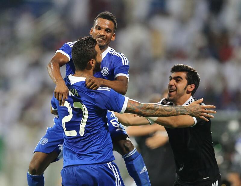 Al Nasr celebrate their victory in the final of the Gulf Clubs Championship over Saham of Oman in Dubai. Courtesy Al Ittihad / May 20, 2014