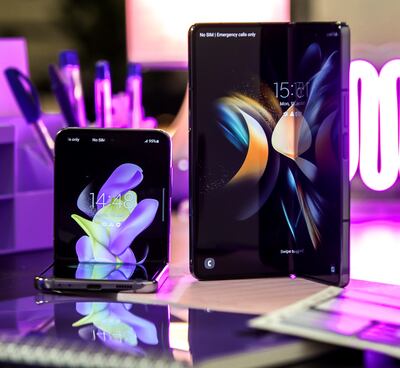 The Samsung Galaxy Z Flip 4 and Samsung Galaxy Z Fold4, which were launched in August, saw record pre-sales. Victor Besa / The National