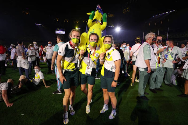Members of Team Australia during the closing ceremony.