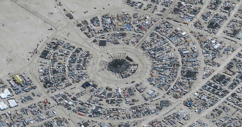 A view of the annual Burning Man festival, as seen from a satellite. AFP