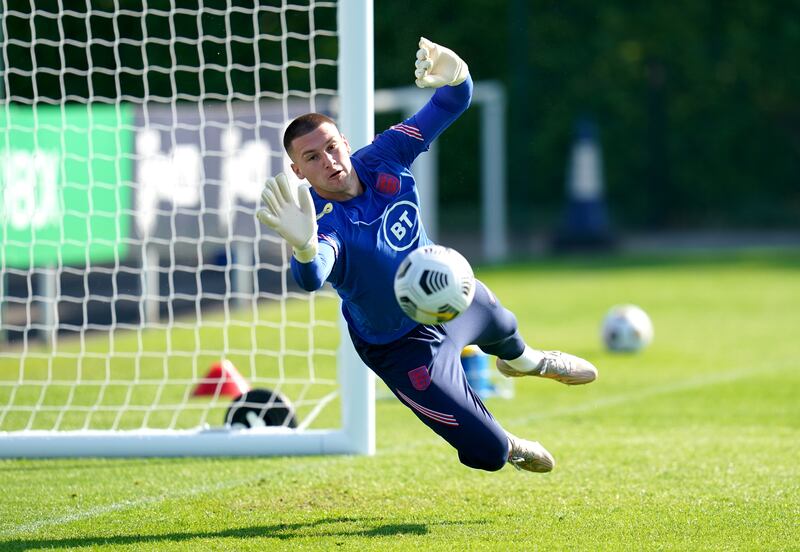 England goalkeeper Sam Johnstone during a training session at Hotspur Way. PA