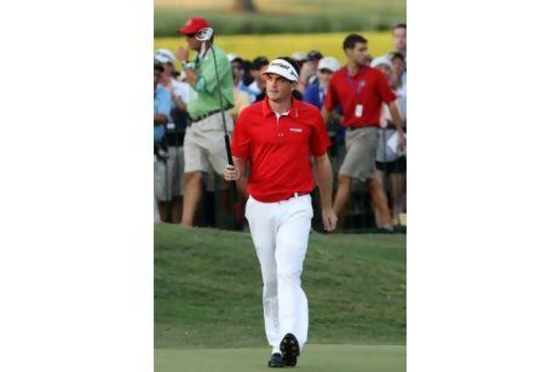 Keegan Bradley with his belly putter, which helped him win the US PGA Championship on Sunday.