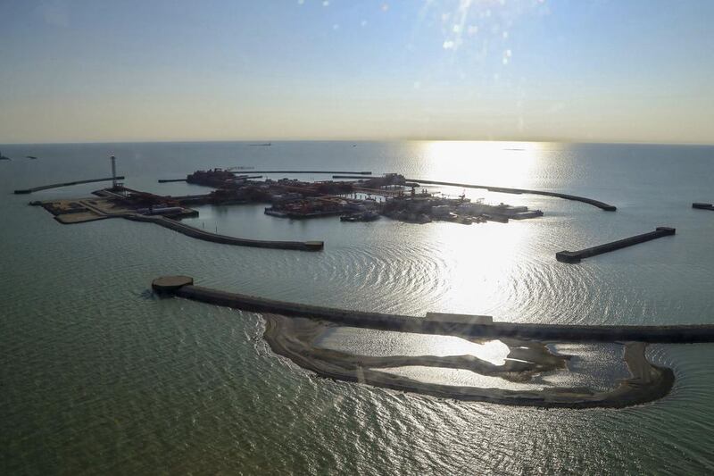 The artificial islands at the Kashagan offshore oilfield in the Caspian Sea in western Kazakhstan. Reuters