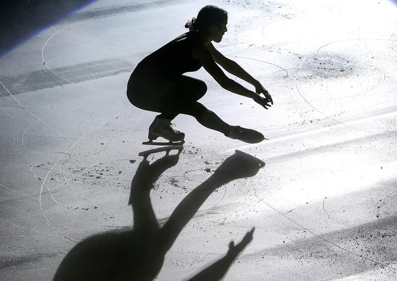 Rawa Al Qertas of Kuwait performs during the Kuwait Winter Games club figure skating competition in Kuwait City. AFP