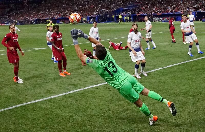 Alisson 7/10. The measure of a good keeper is how alert they are when they have little to do. The Brazilian was called into action in the 80th minute with two saves, before stopping Eriksen’s free-kick. AFP