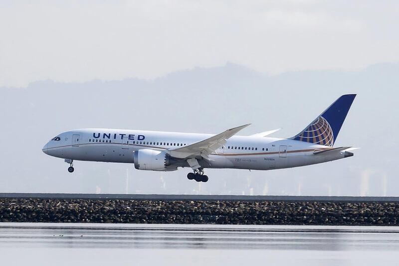 File photo of a United Airlines Boeing 787 Dreamliner touching down at San Francisco International Airport in California. A Muslim-American chaplain at Chicago’s Northwestern University, alleged that a United flight attendant refused to serve her an unopened can due to discrimination.  Louis Nastro/Reuters