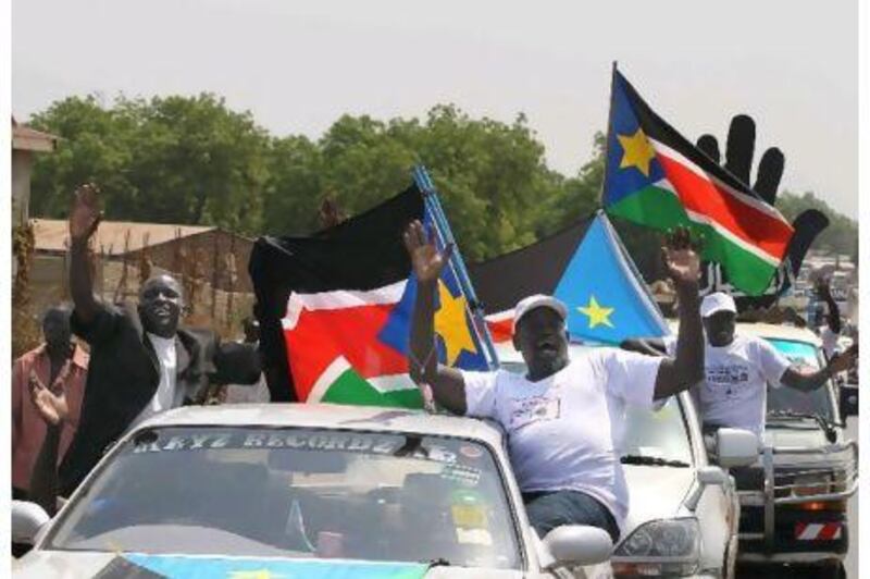 Southern Sudanese citizens chant slogans as they parade in the streets in support of secession in Juba.