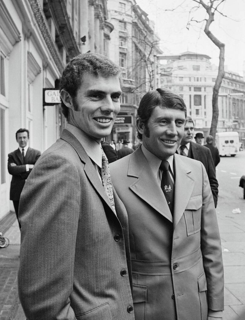 Brothers Greg (left) and Ian Chappell attend a press reception for the Australian touring cricket team at the Waldorf Hotel in London, 19th April 1972. Ian is captain of the Australian team. (Photo by Douglas Miller/Keystone/Hulton Archive/Getty Images)