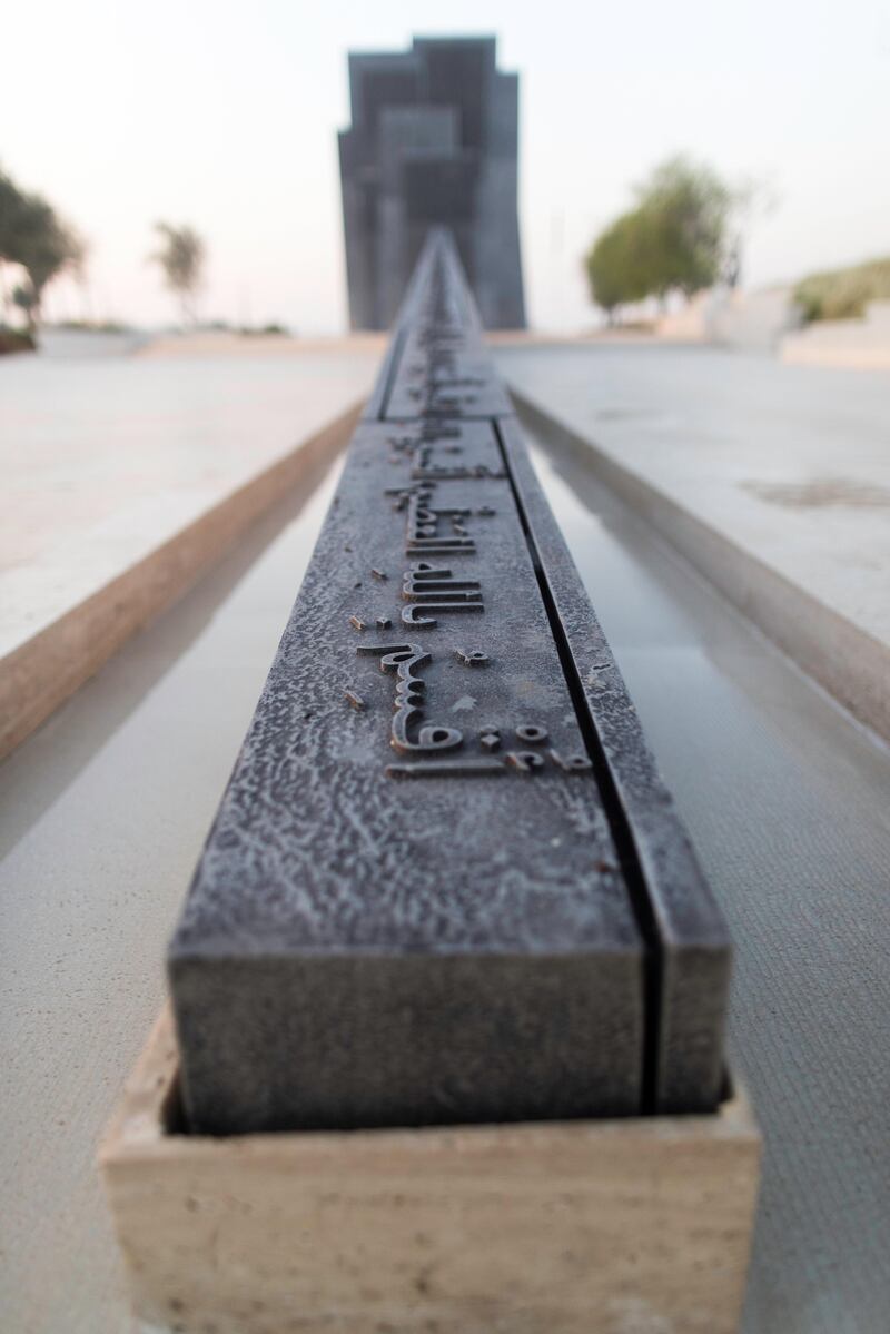 Abu Dhabi, United Arab Emirates, September 3, 2017:    General view of Wahat Al Karama, UAE's martyrs' memorial, across from Sheikh Zayed Grand Mosque in Abu Dhabi on September 3, 2017. Christopher Pike / The National

Reporter:  N/A
Section: News