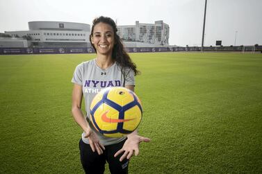 Lyne Ismail, head coach of the NYU Abu Dhabi women’s football team, works for the Department of Athletics as a programme coordinator. Ms Ismail has worked for different sporting venues and events around Abu Dhabi in the past. Antonie Robertson/The National