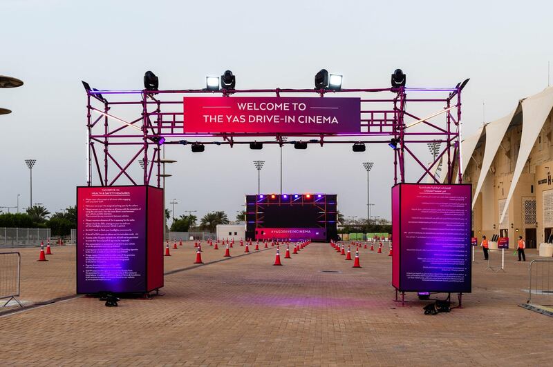 The Yas drive-in cinema at Yas Marina Circuit opened to the public on Thursday, July 9. Courtesy Brag