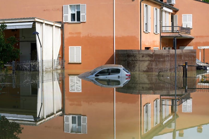 A flooded road in Faenza. AP