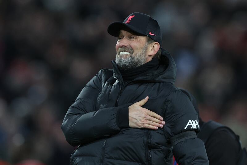 Liverpool manager Jurgen Klopp celebrates after the match. Reuters