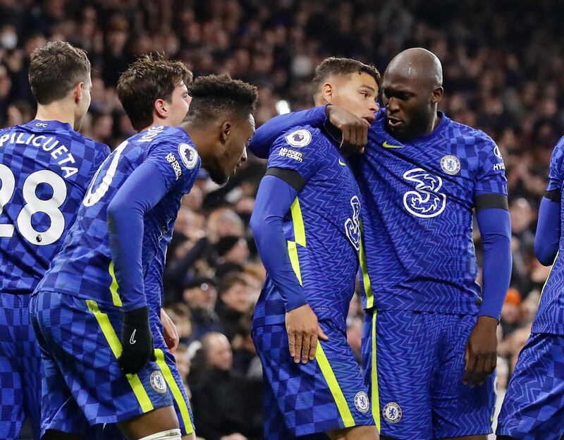 Chelsea celebrate their second goal on Sunday. Reuters