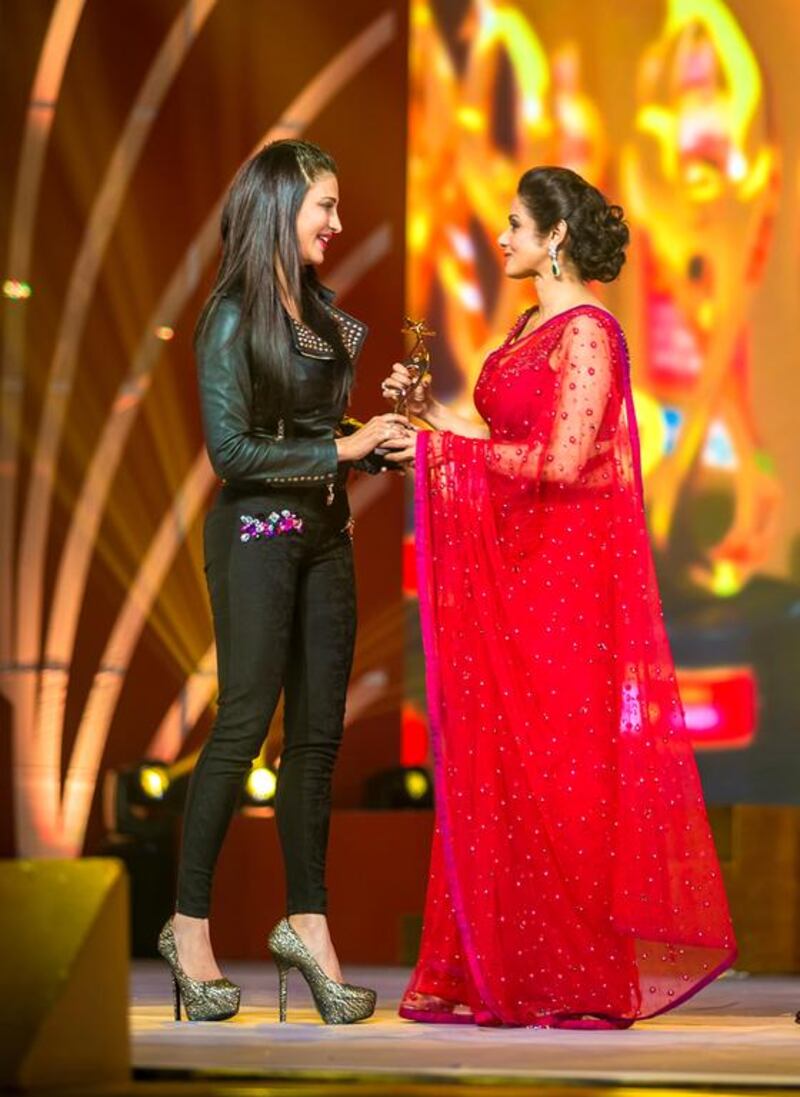 Shruti Hassan and Sridevi at the Siima awards in Sharjah. Picture courtesy of Siima 