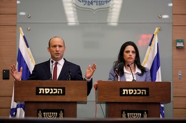 Israeli Prime Minister Benjamin Netanyahu sacked Naftali Bennett, left, and Ayelet Shaked from his cabinet on June 2, 2019. EPA
