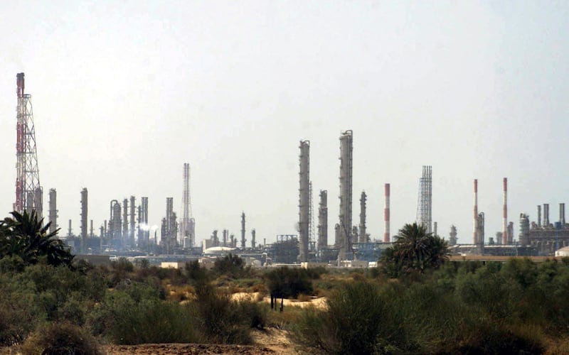 epa07846717 (FILE) - A general view of a petroleum processing plant in the rich oil producing region of Jubail, eastern Saudi Arabia, 01 June 2004 (reissued 16 September 2019). According to Saudi state-owned oil company Aramco, two of its oil facilities in Saudi Arabia, Khurais and Abqaiq, were set on fire on 14 September following alleged drone attacks claimed by Yemen's Houthi rebels.  EPA/STR *** Local Caption *** 52706446