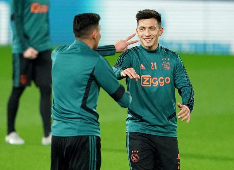 Lisandro Martínez during a training session at Stamford Bridge. PA