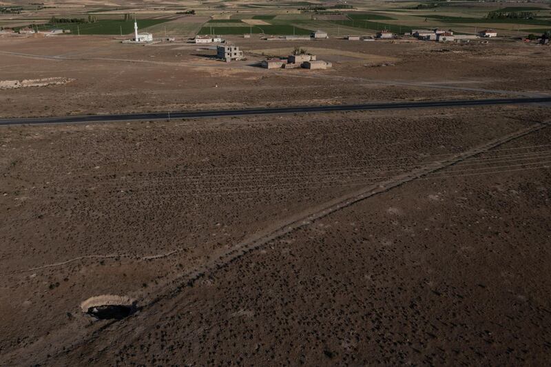 An aerial view of drought-blighted landscape around Karapinar.