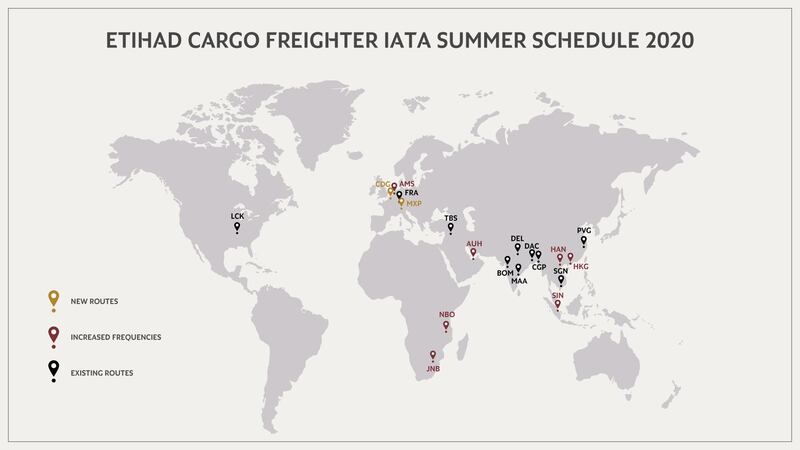 Etihad's freighter summer schedule. Courtesy Etihad
