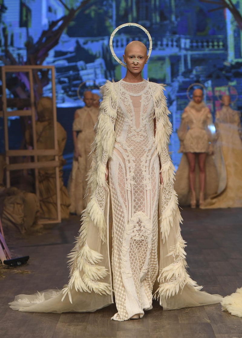 This feathered cape brought an almost angelic influence to proceedings. Getty Images