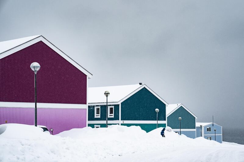 Traditional wooden houses in Nuuk, Greenland. The Danish autonomous territory will hold parliamentary elections on April 6.  EPA