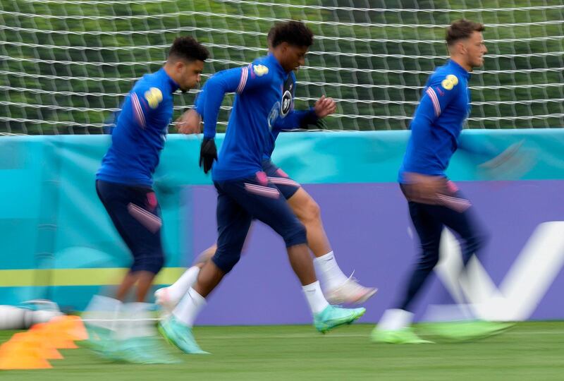 England players during training. AP
