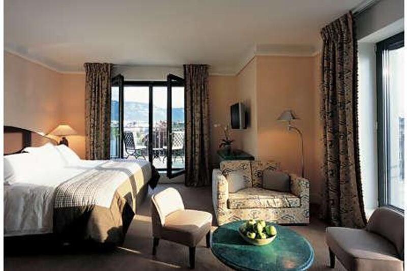 A handout photo showing the Presidential Suite Bedroom at Le Richemond in Geneva, Switzerland (Courtesy: The Rocco Forte Collection)
