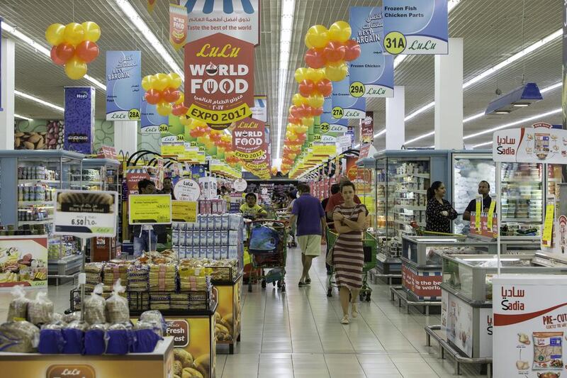 A LuLu market in Al Barsha, Dubai. Experts say some shops may spread the weight of price increases driven by VAT. Christopher Pike / The National