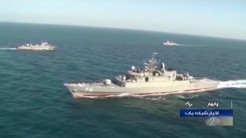 (FILES) In this file image grab taken on December 27, 2019 from footage obtained from Iranian State TV IRIB, shows a view of the Islamic Republic of Iran Navy frigate "Jamaran" during Iran-Russia-China joint naval drills in the Indian Ocean and the Gulf of Oman. An Iranian warship was accidentally hit by a missile during exercises in the Gulf of Oman, killing at least one, state television said on May 11, 2020, amid tensions with the US in the waterway. The friendly fire incident involving the Konarak vessel occurred on Sunday afternoon near Bandar-e Jask, off the southern coast of the Islamic republic, it said on its website. Tasnim news agency said in an English-language tweet that the Konarak had sunk after being hit by the missile fired by another Iranian warship. "Konarak was 'sunk by friendly fire' after Moudge-class frigate 'Jamaran' accidentally shot (it) with a missile during live firing exercise in Jask area of #PersianGulf waters on 10th May." - RESTRICTED TO EDITORIAL USE - MANDATORY CREDIT - AFP PHOTO / HO / IRIB" NO MARKETING NO ADVERTISING CAMPAIGNS - DISTRIBUTED AS A SERVICE TO CLIENTS FROM ALTERNATIVE SOURCES, AFP IS NOT RESPONSIBLE FOR ANY DIGITAL ALTERATIONS TO THE PICTURE'S EDITORIAL CONTENT, DATE AND LOCATION WHICH CANNOT BE INDEPENDENTLY VERIFIED  - NO RESALE - NO ACCESS ISRAEL MEDIA/PERSIAN LANGUAGE TV STATIONS/ OUTSIDE IRAN/ STRICTLY NI ACCESS BBC PERSIAN/ VOA PERSIAN/ MANOTO-1 TV/ IRAN INTERNATIONAL
 / AFP / IRIB TV / - / RESTRICTED TO EDITORIAL USE - MANDATORY CREDIT - AFP PHOTO / HO / IRIB" NO MARKETING NO ADVERTISING CAMPAIGNS - DISTRIBUTED AS A SERVICE TO CLIENTS FROM ALTERNATIVE SOURCES, AFP IS NOT RESPONSIBLE FOR ANY DIGITAL ALTERATIONS TO THE PICTURE'S EDITORIAL CONTENT, DATE AND LOCATION WHICH CANNOT BE INDEPENDENTLY VERIFIED  - NO RESALE - NO ACCESS ISRAEL MEDIA/PERSIAN LANGUAGE TV STATIONS/ OUTSIDE IRAN/ STRICTLY NI ACCESS BBC PERSIAN/ VOA PERSIAN/ MANOTO-1 TV/ IRAN INTERNATIONAL
