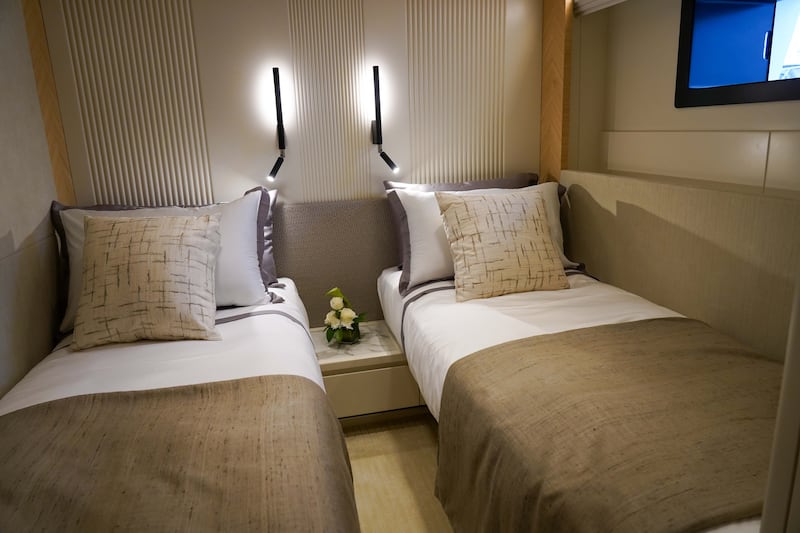 The cabins can hold twin beds or be put together to make doubles