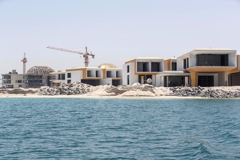 DUBAI, UNITED ARAB EMIRATES. 18 MAY 2020. The Heart of Europe project located on the World Islands of the coast of Dubai is progressing amidst the Covid-19 pandemic and is planning to sell units in the coming months to be delivered in October 2020. Construction along the German Island.  (Photo: Antonie Robertson/The National) Journalist: Patrick Ryan. Section: National.