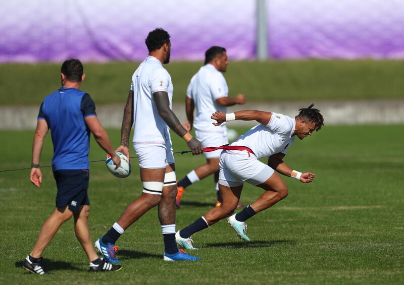 Anthony Watson warms up during England captain's run. Getty Images