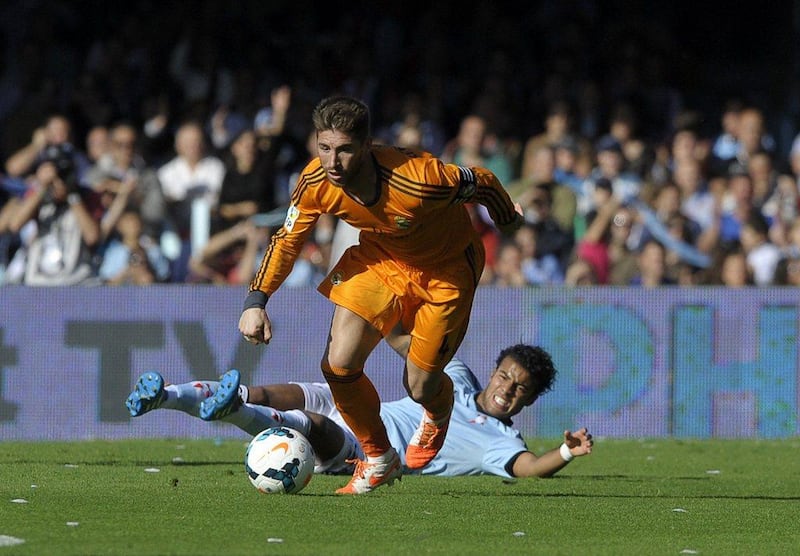 Real Madrid defender Sergio Ramos during Sunday's loss to Celta Vigo. Miguel Riopa / AFP / May 11, 2014  

