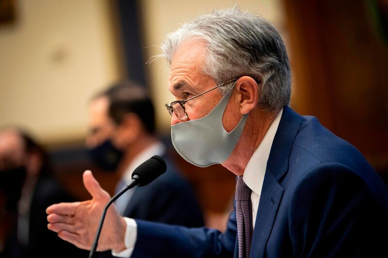 Federal Reserve Chair Jerome Powell testifies during a House Financial Services Committee hearing on "Oversight of the Treasury Department's and Federal Reserve's Pandemic Response” in the US Capitol in Washington,DC on September 22, 2020.  / AFP / POOL / Caroline Brehman

