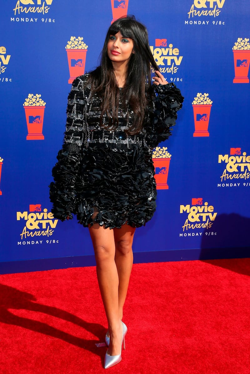 Jameela Jamil arriving at the 2019 MTV Movie & TV Awards. AFP