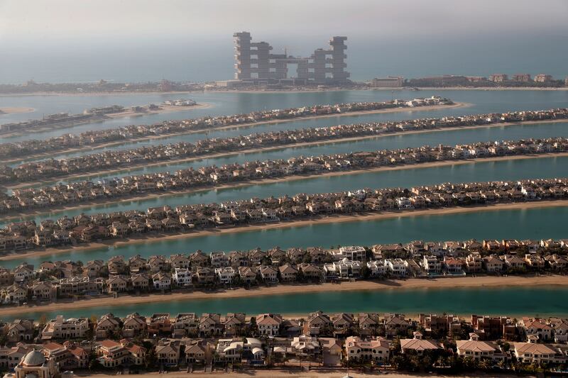 Homes on the fronds of Palm Jumeirah in Dubai.  AP Photo