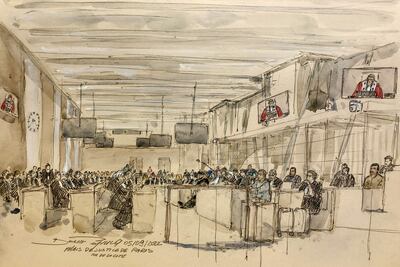 Artist's sketch of the Paris court. AFP