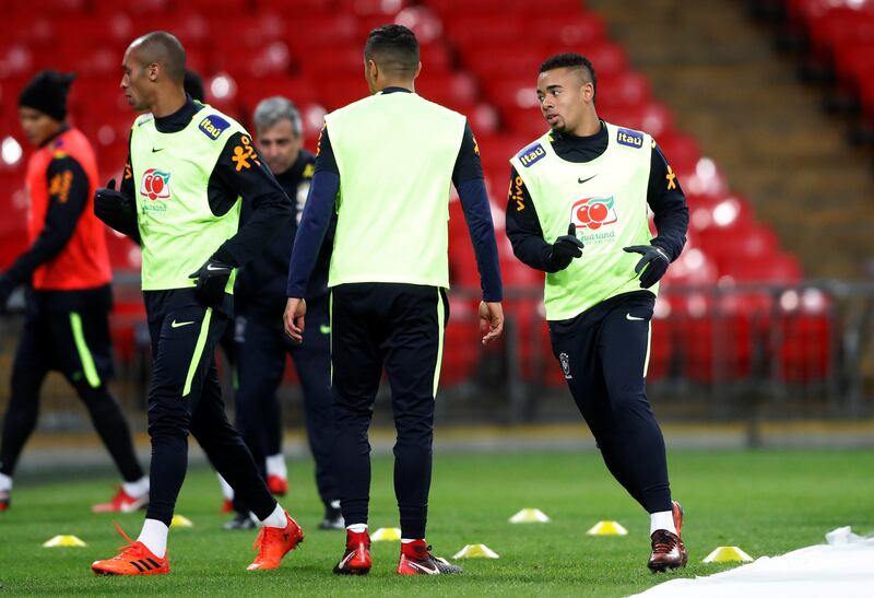 Soccer Football - Brazil Training - Wembley Stadium, London, Britain - November 13, 2017   Brazil’s Gabriel Jesus during training   Action Images via Reuters/Carl Recine